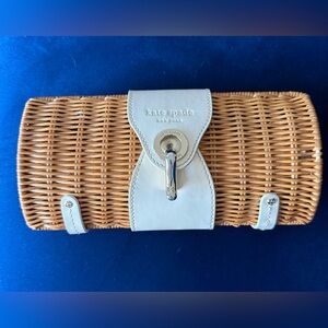 kate spade White patent and Wicker Clutch